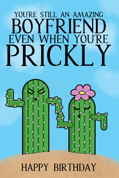 Prickly Boyfriend Cacti Pun Card