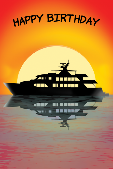 Yacht Sunset Happy Birthday Card