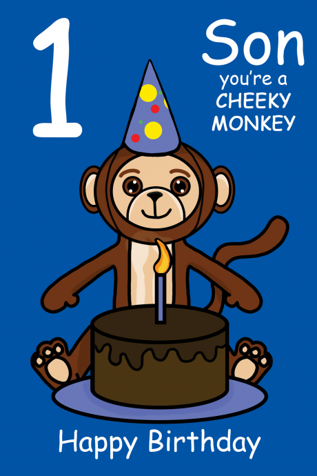 Cheeky Monkey Son 1st Birthday Card