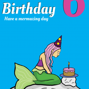 Mermaid 6th Birthday Card