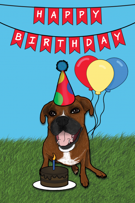 Happy Birthday Boxer Dog Card