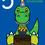 Roarsome Son 5th Birthday Card