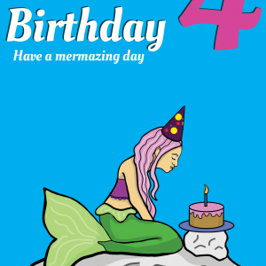 Mermaid 4th Birthday Card