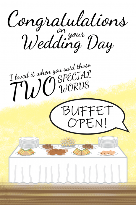 Congratulations Wedding Card Buffet Open Joke Card