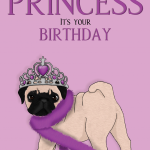 Pug Princess Birthday Card