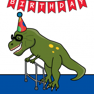 Happy Birthday Old Dinosaur Joke Card