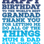 Happy Birthday to the world's best Grandad